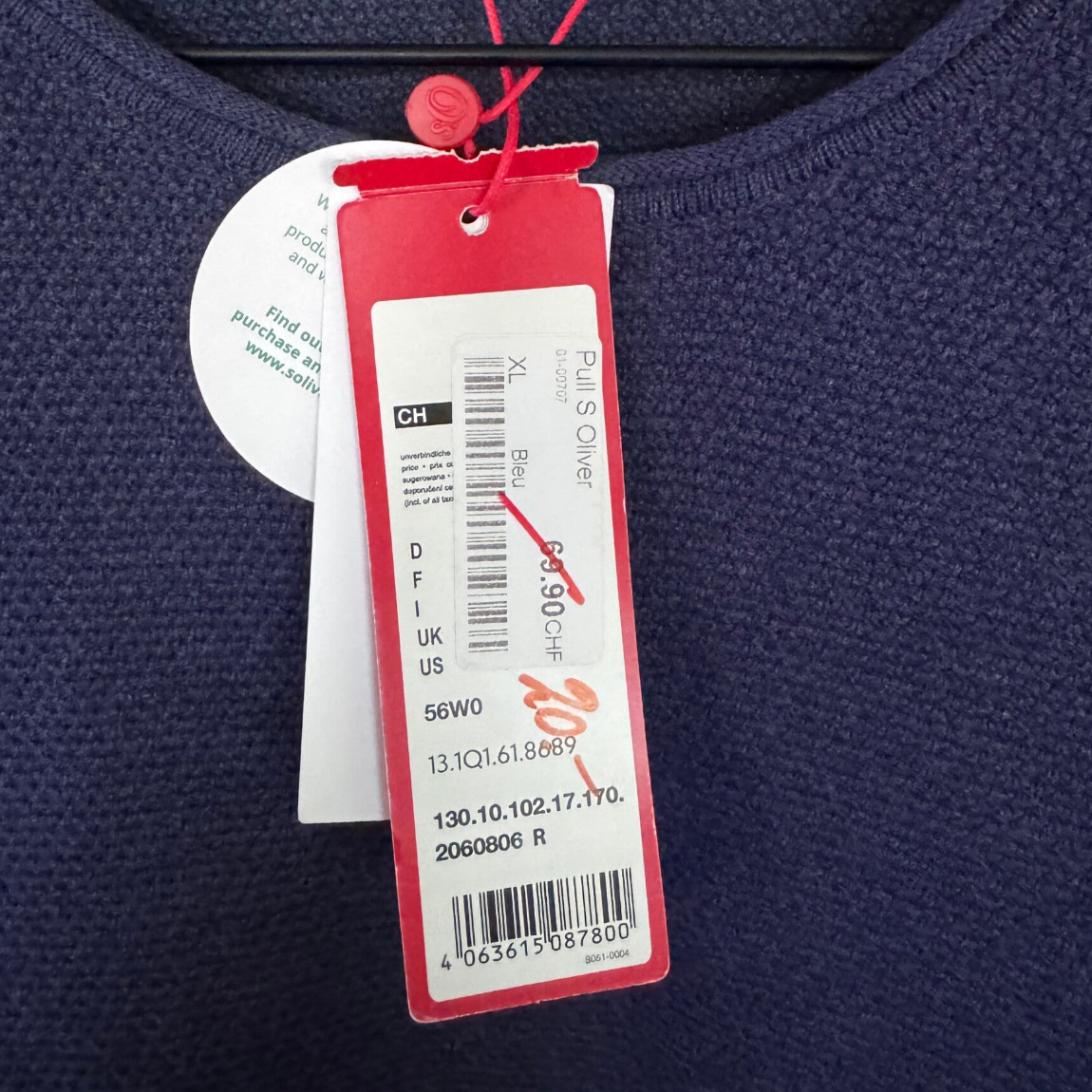 S.Oliver pull homme - neuf - XL