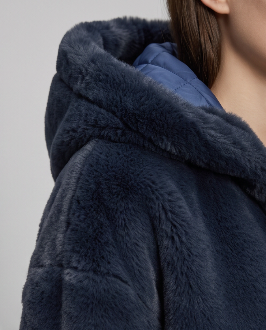 Manteau UGG Fausse Fourrure — Bleu Oversize — Neuf — Taille XS/S