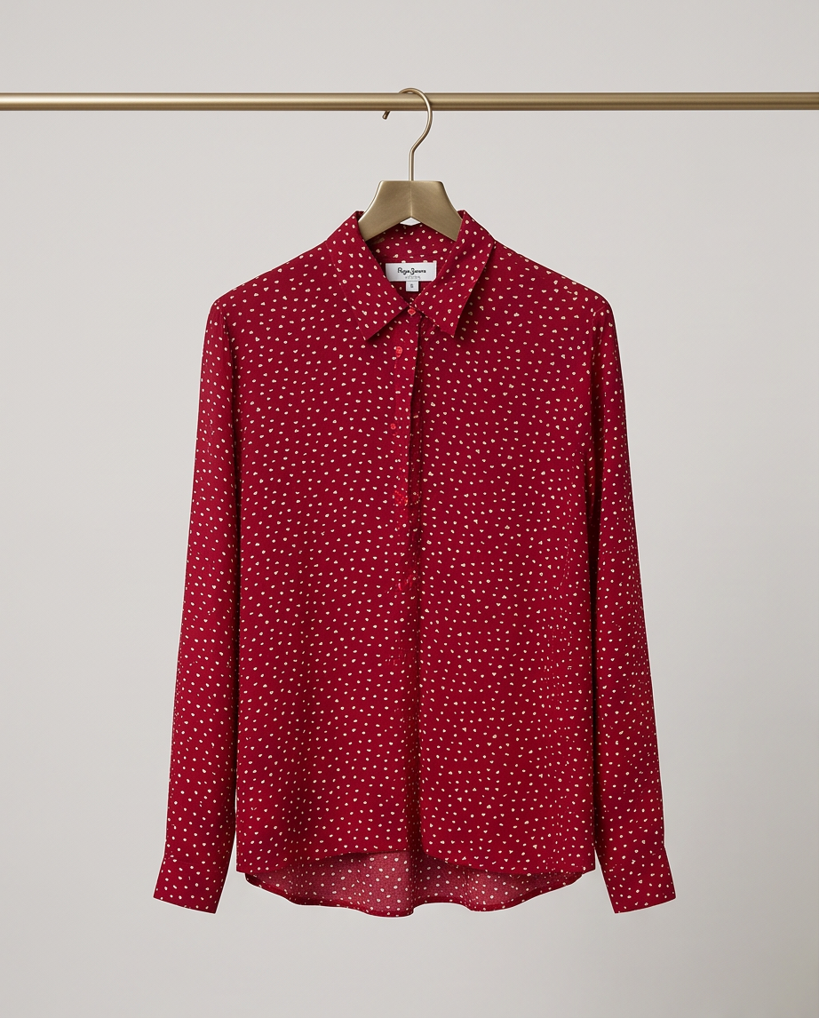 Chemise Pepe Jeans rouge à motif cœurs - très bon état - taille L