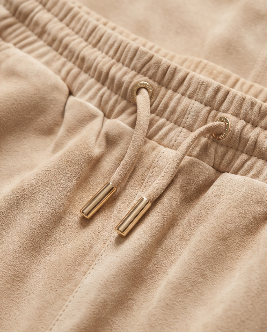 Pantalon MAX&MOI en velours de chèvre beige — Taille 34