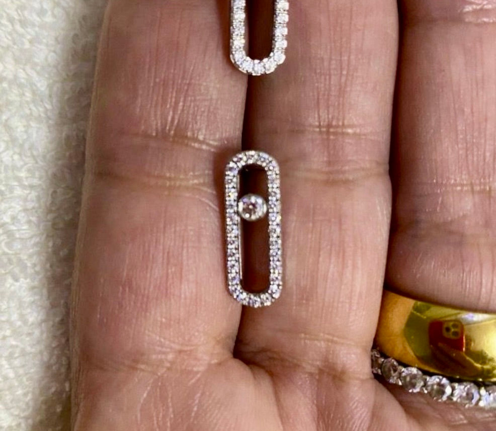 Boucles d'Oreilles Messika Move Uno Or Blanc et Diamants