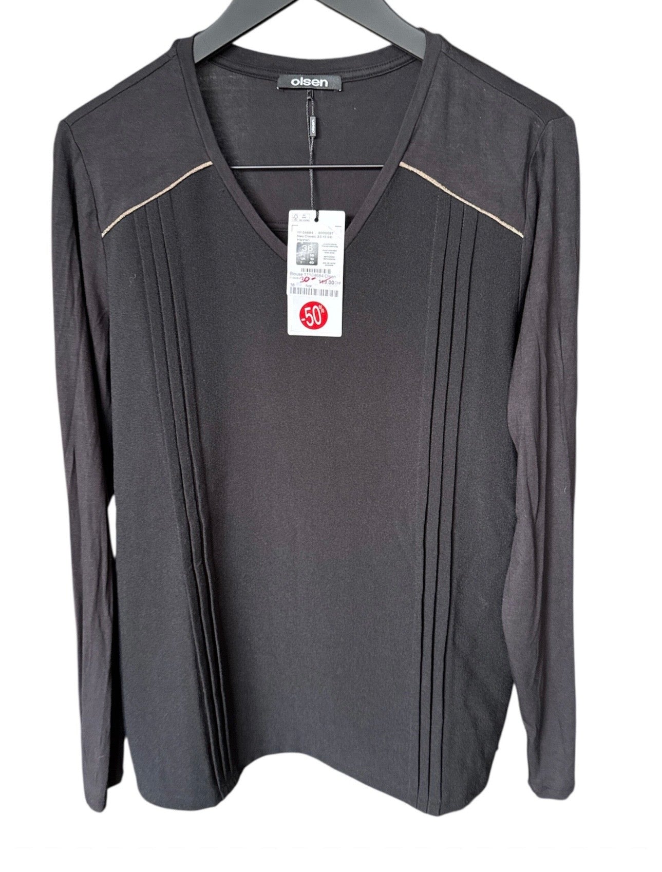 Blouse Olsen Noir, Manches Longues taille 36 neuve