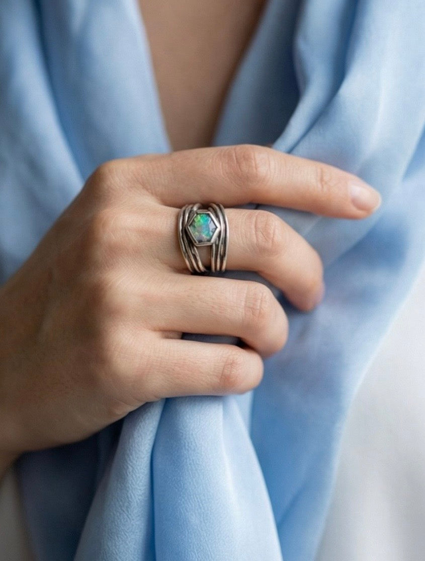 Bague argent opale magnifique