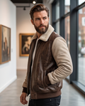 Blouson Homme Faux Cuir Col Sherpa — Neuf — Taille M