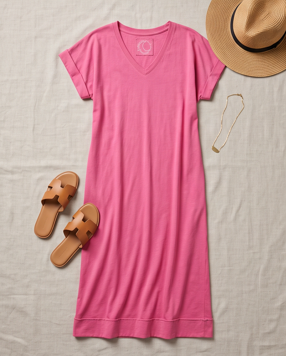 robe longue en coton rose, taille — neuve  — taille S/M