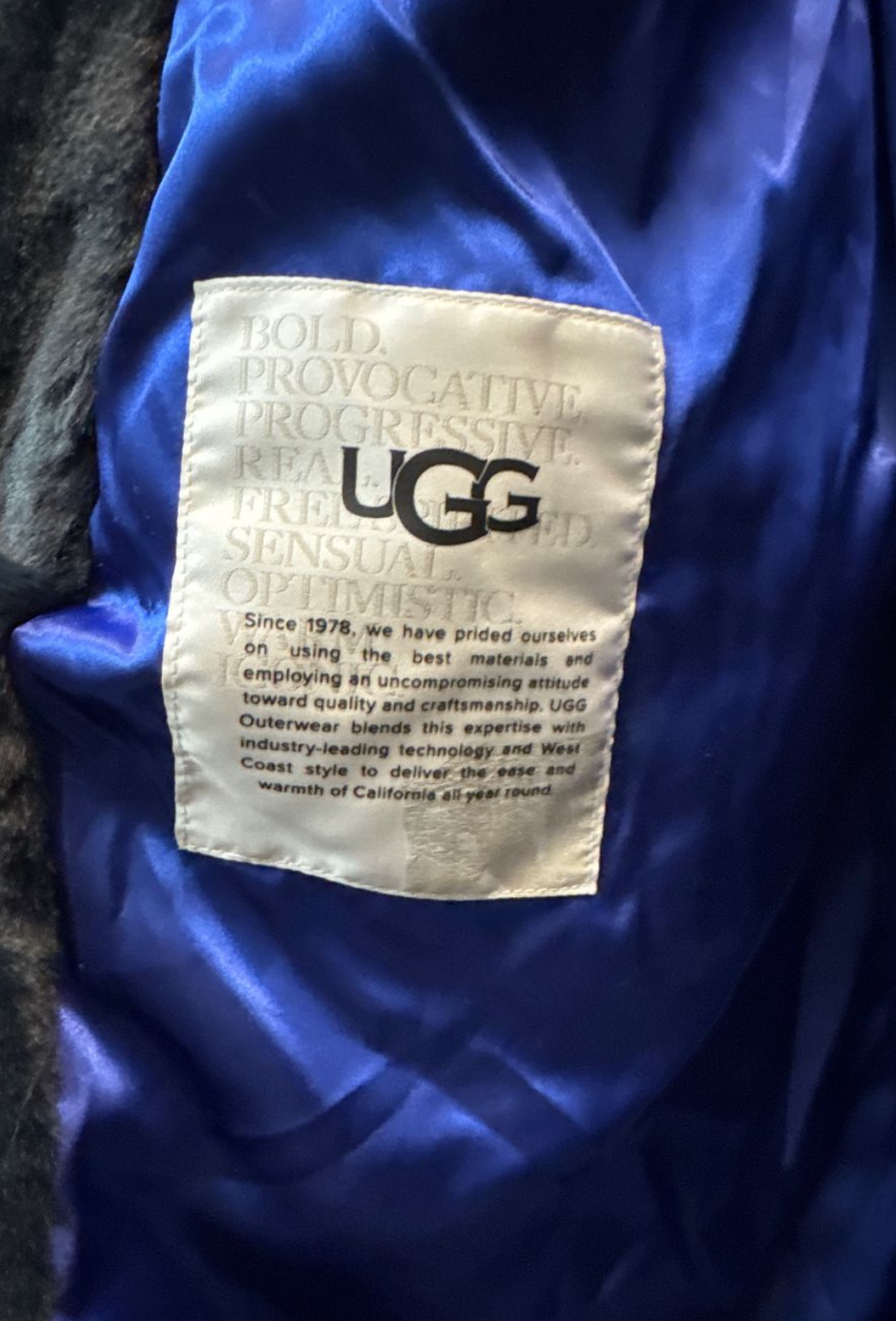 UGG Manteau d'hiver en fausse fourrure bleu neuf taille XS