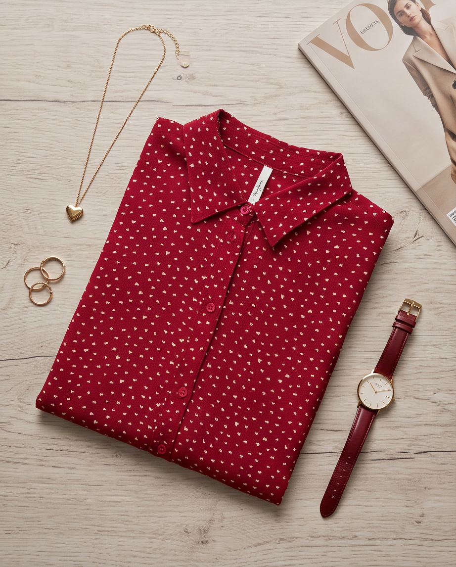 Chemise Pepe Jeans rouge à motif cœurs - très bon état - taille L