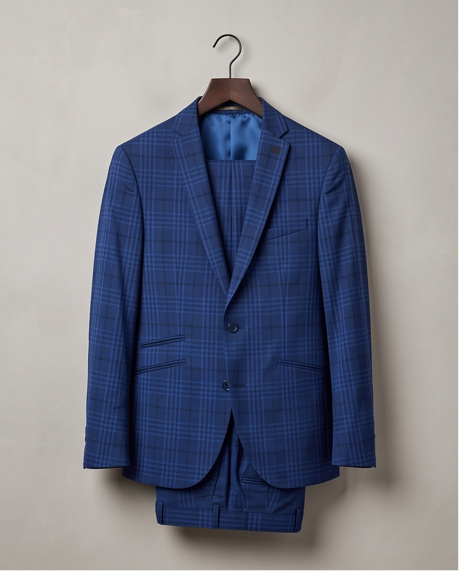 Costume homme SAVILE ROW by CG – Bleu à carreaux – T. 44/46 — très bon état