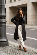 Manteau Long en Cuir LEONARDO — Noir — Très Bon État — Taille 42/44