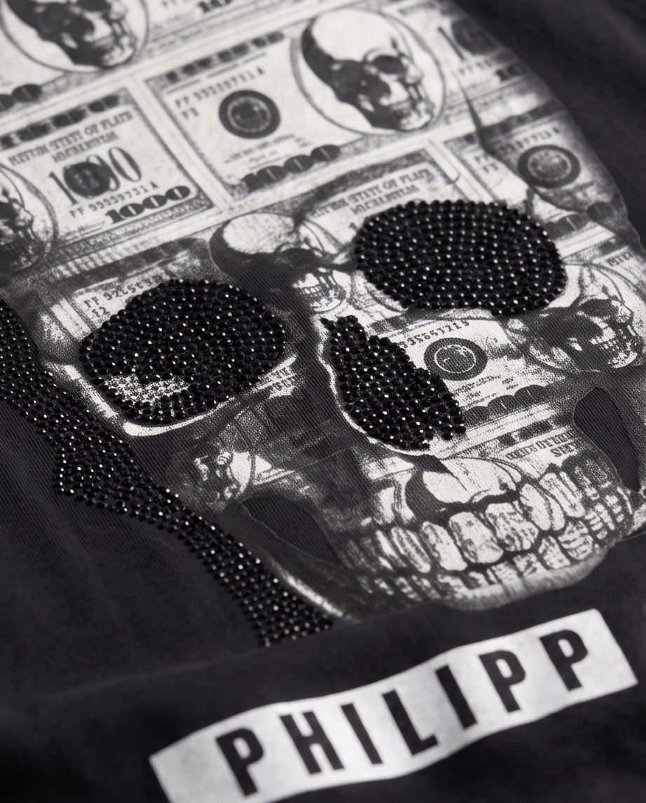 PHILIPP PLEIN – T-shirt homme tête de mort – S/M – Comme neuf