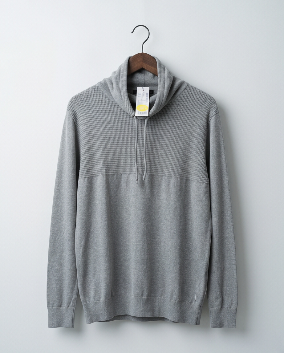 Pull EDC by Esprit Homme Coton Gris Col Montant — Neuf — Taille L