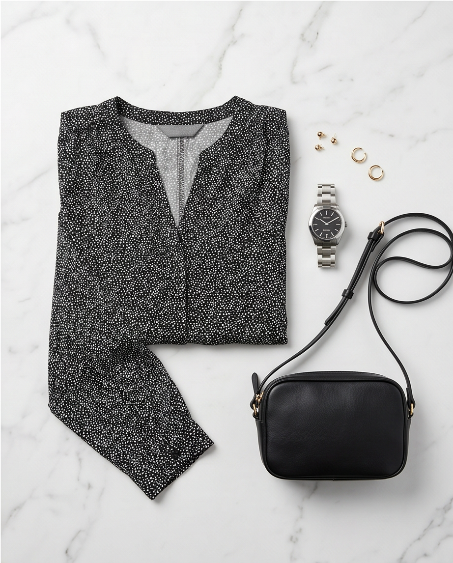 Blouse Esprit Beige & Noir — Neuve — Taille L