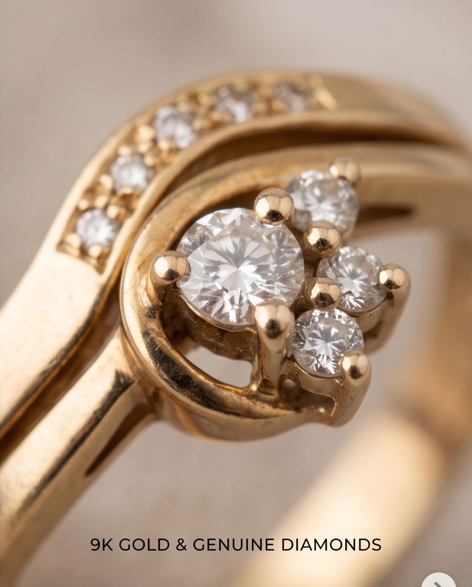 Ensemble de mariage australien en or jaune et neuf diamants – Taille 58