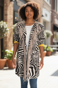 Veste Ashley Brooke — Motif Zèbre & Franges Daim — Taille 44