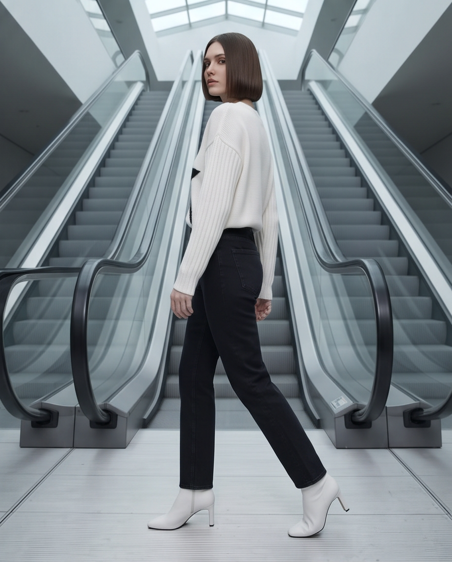 Pull blanc étoile noire — très bon état — taille M
