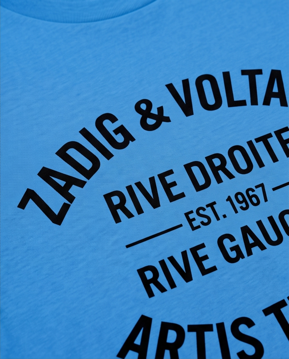 ZADIG & VOLTAIRE – T-shirt Tommy Blason Bleu – Taille XS