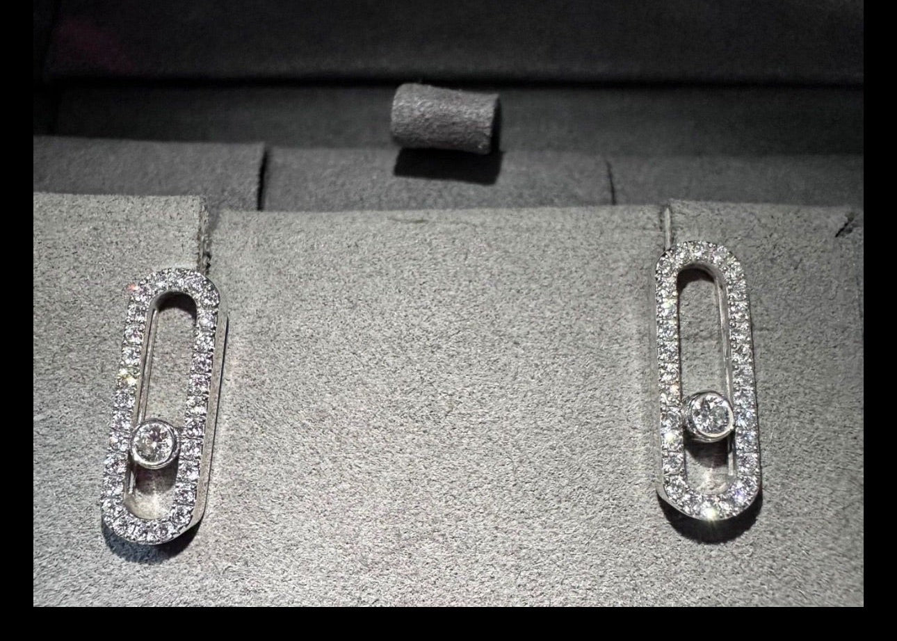 Boucles d'Oreilles Messika Move Uno Or Blanc et Diamants