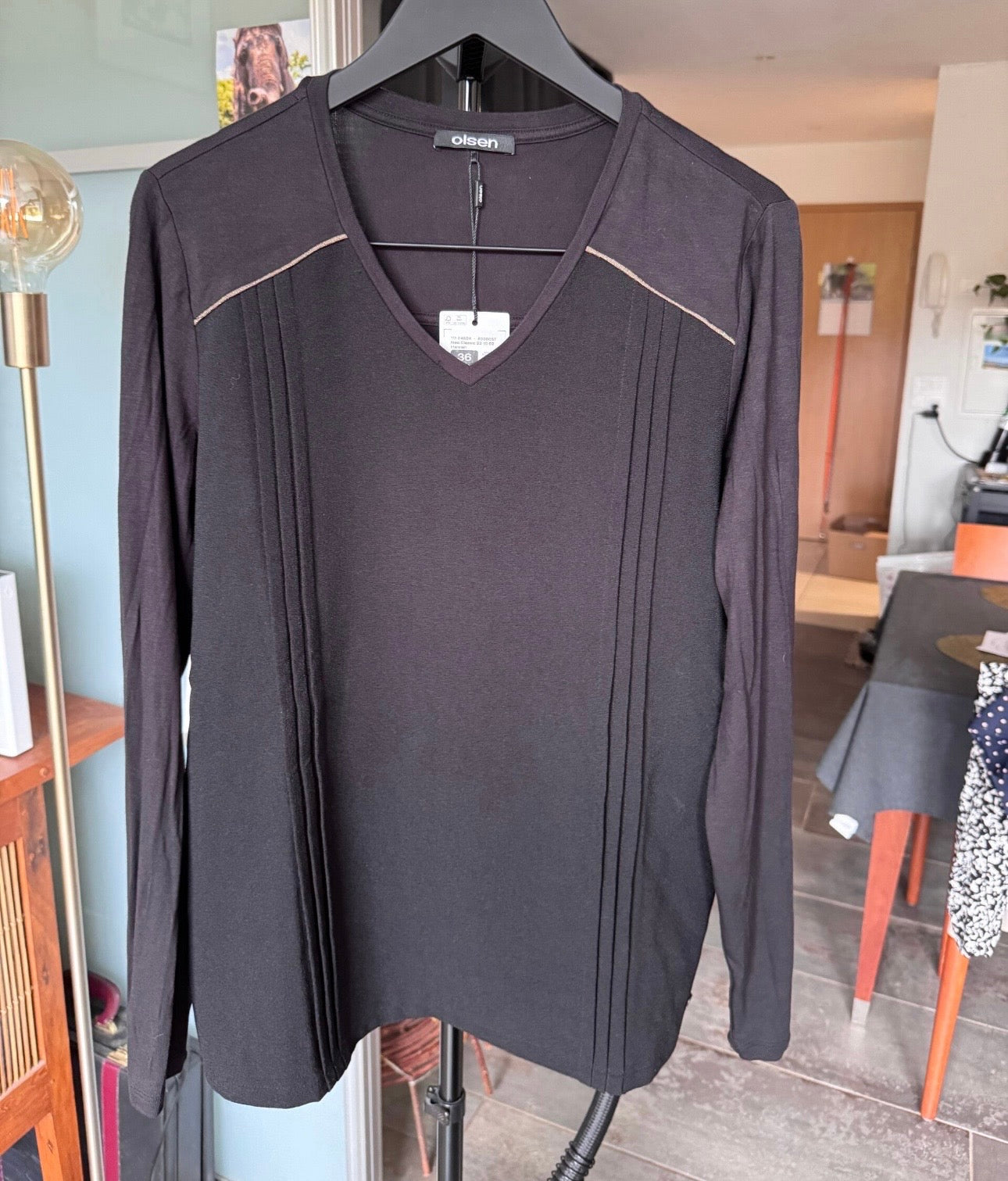 Blouse Olsen Noir, Manches Longues taille 36 neuve