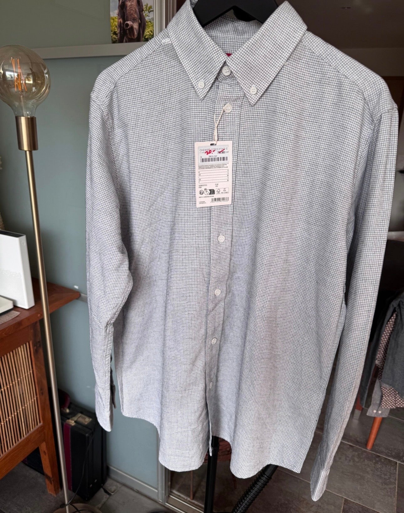 ESPRIT Chemise homme à carreaux, neuve, taille S