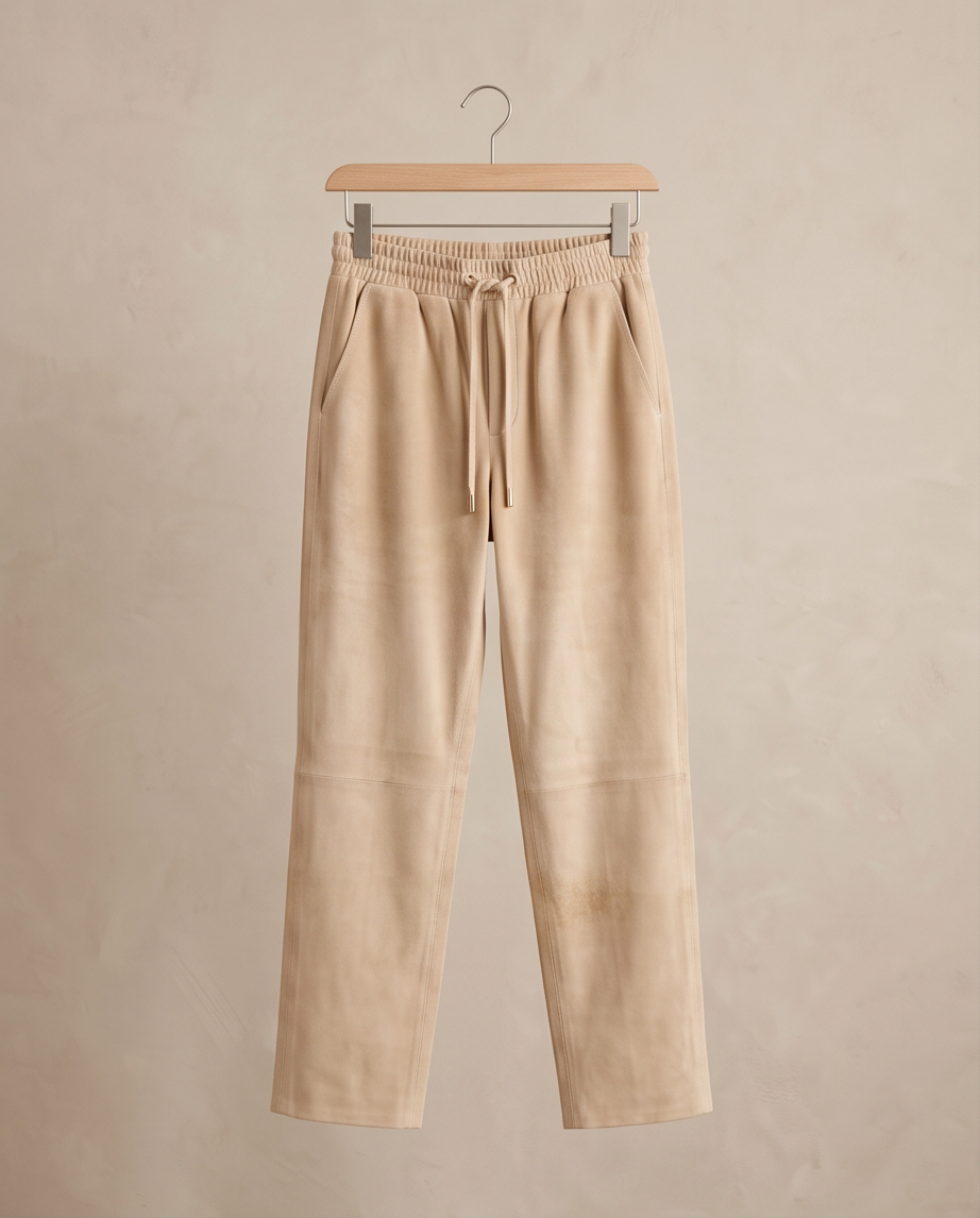 Pantalon MAX&MOI en velours de chèvre beige — Taille 34