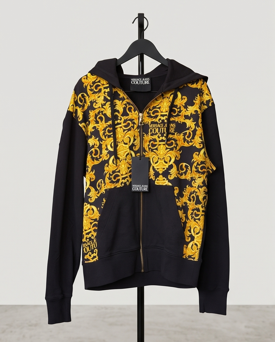 VERSACE JEANS COUTURE – Sweat zippé Barocco Homme – M – Neuf avec étiquette