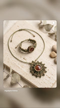 Lot, collier et bracelet en macramé, fait main, neuf