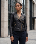 Veste en Cuir VILA Noir Cloutée — Neuve — Taille M
