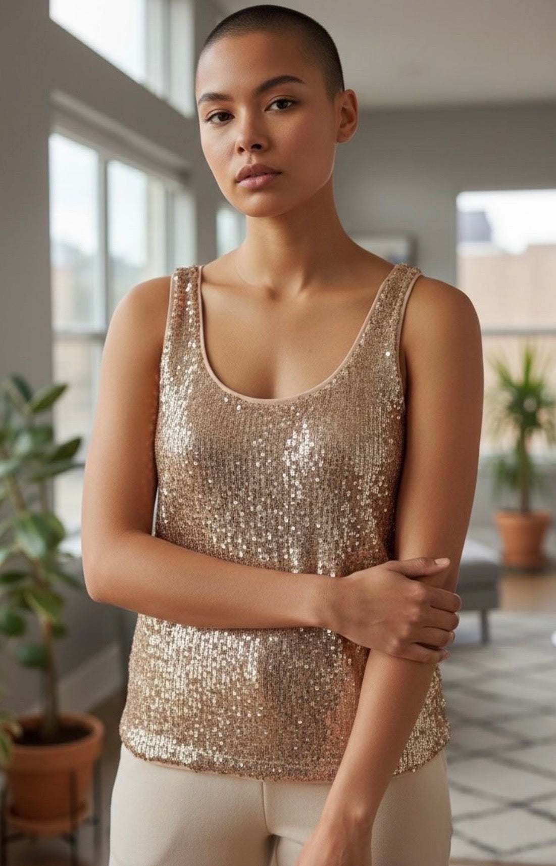 Grace & Mila Top à Paillettes Rose - Neuf - taille L / M / S