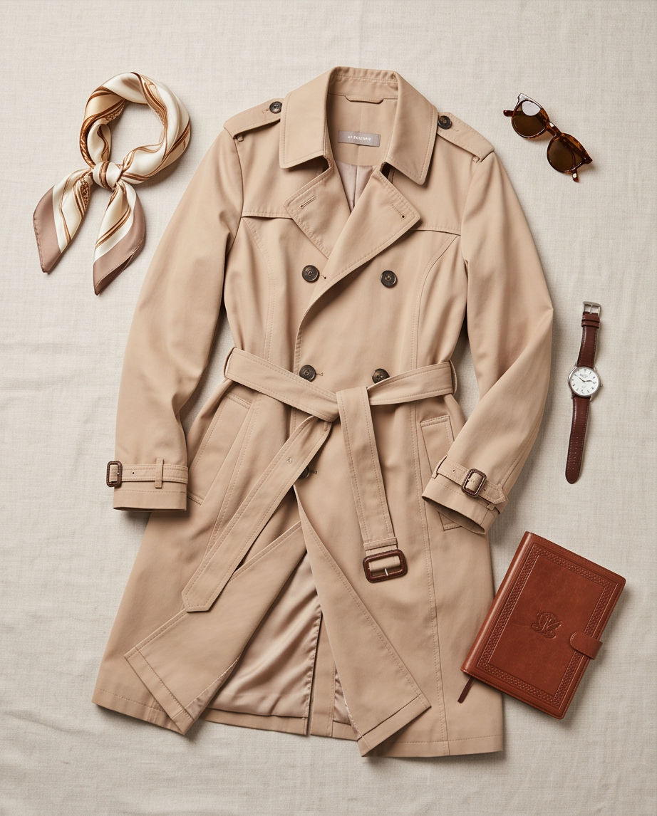 Trench-coat JJ BENSON Beige Classique — Très Bon État — Taille 44