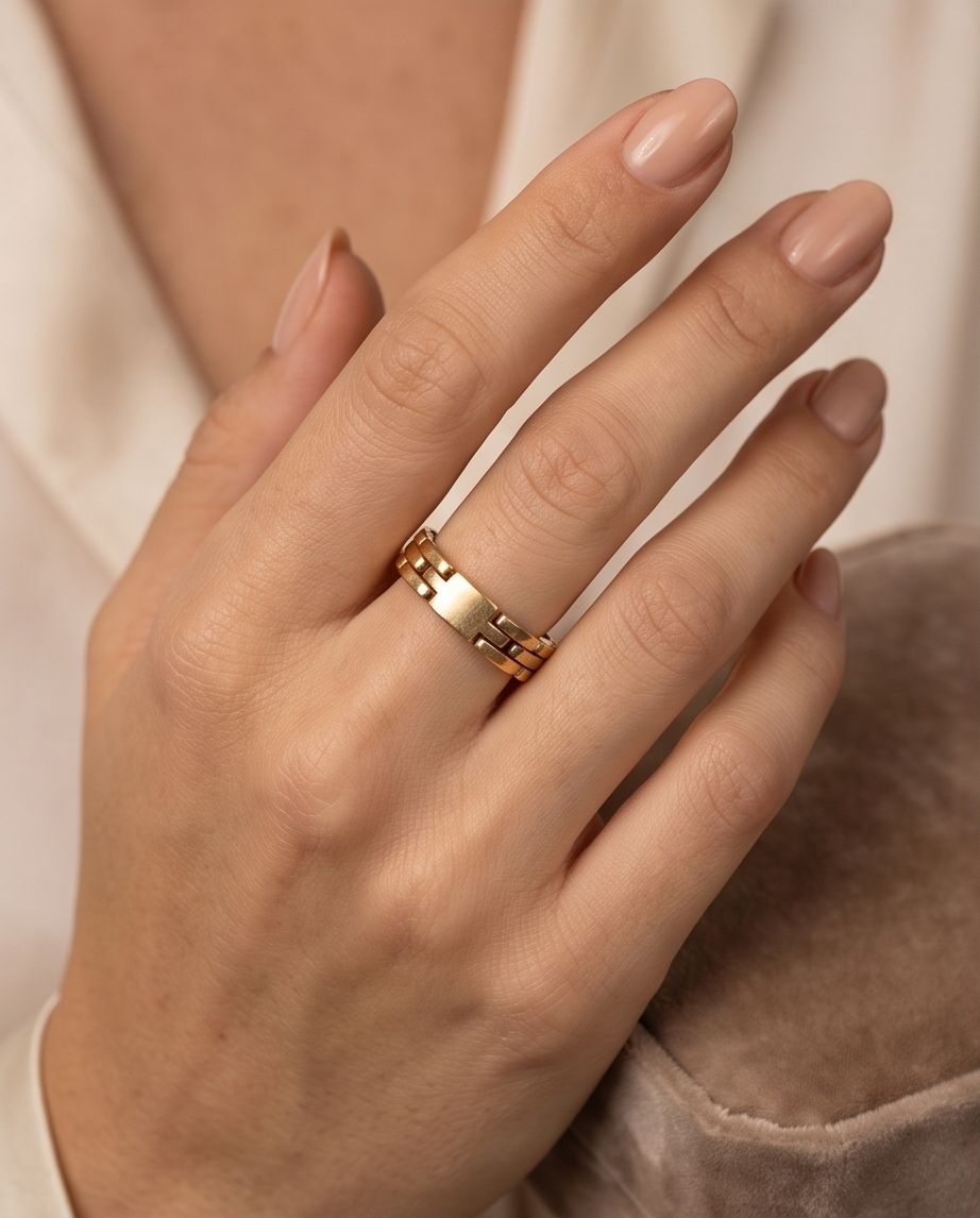 Sublime bague vintage italienne en or jaune 18k