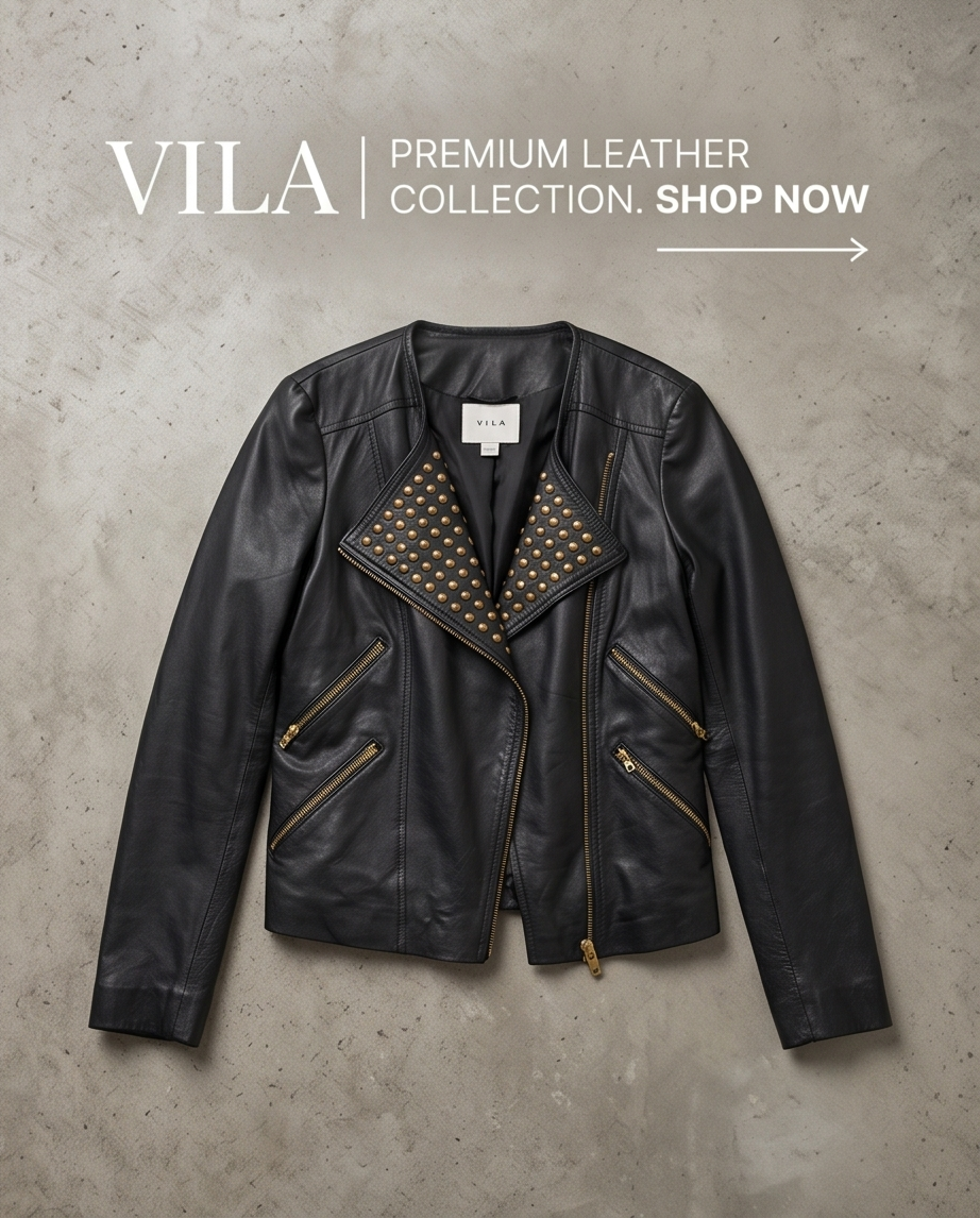 Veste en Cuir VILA Noir Cloutée — Neuve — Taille M