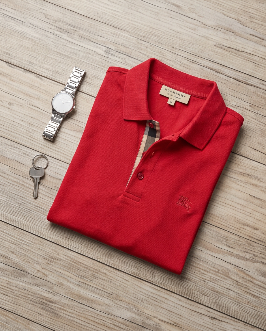 Polo BURBERRY Homme Rouge – Taille XS – Très bon état