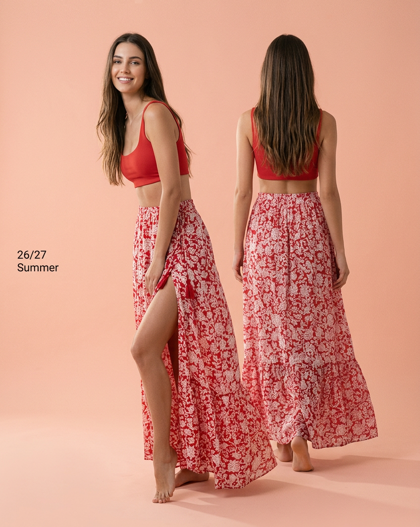 Jupe Longue Pepe Jeans Rouge & Blanc — Neuve — Taille XL
