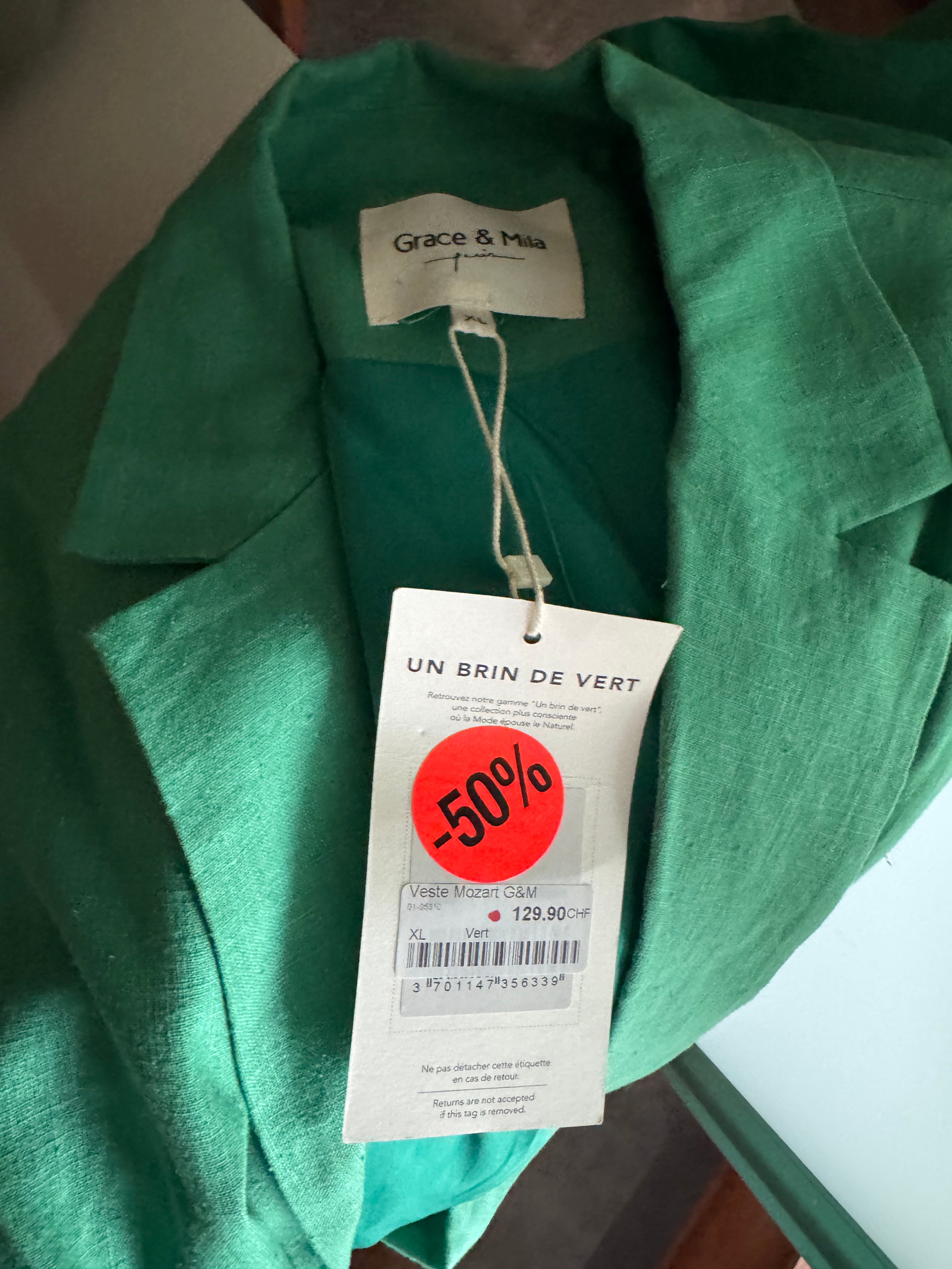 Blazer vert Grace & Mila neuf taille S ou XS
