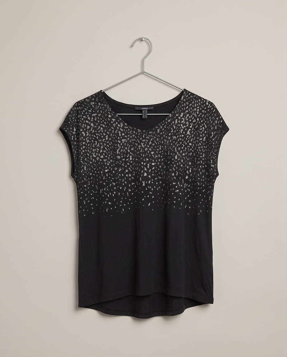 T-shirt noir Esprit, détails argentés - très bon état - M