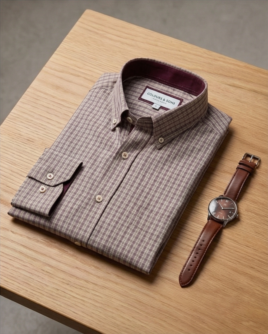 Colours & Sons Chemise homme Merlot Check taille M neuve