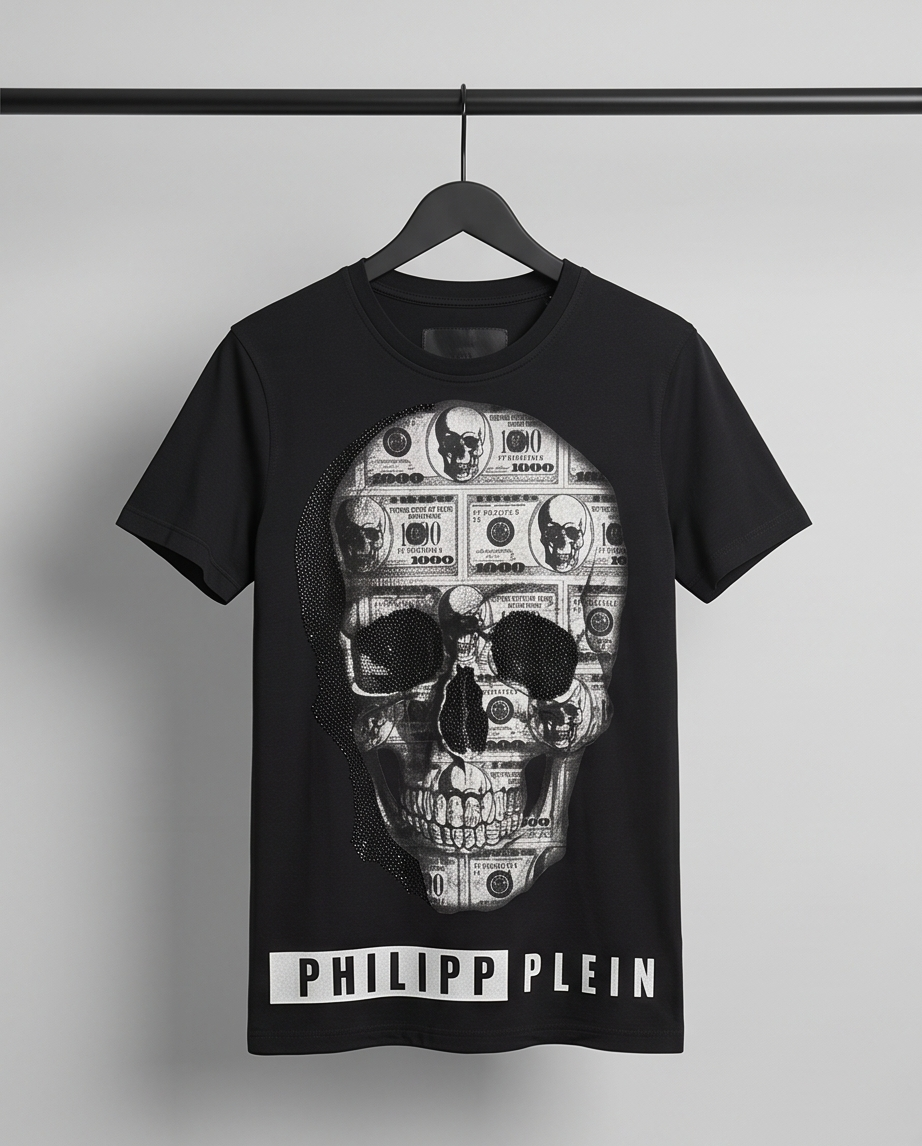 PHILIPP PLEIN – T-shirt homme tête de mort – S/M – Comme neuf