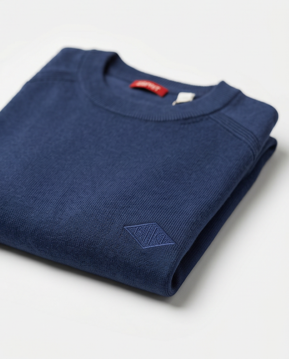 Pull Esprit Homme Coton Lyocell Marine — Neuf — Taille L