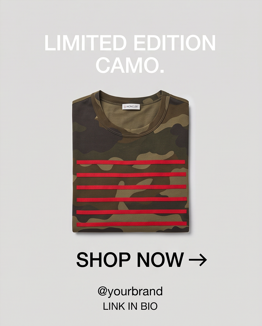 MONCLER – T-shirt Homme Camouflage – 100 % Coton – Taille S
