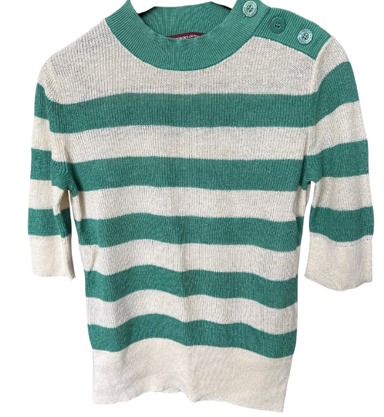 Pull Lin 100% Comptoir des Cotonniers — Rayures Vertes — Taille S/M