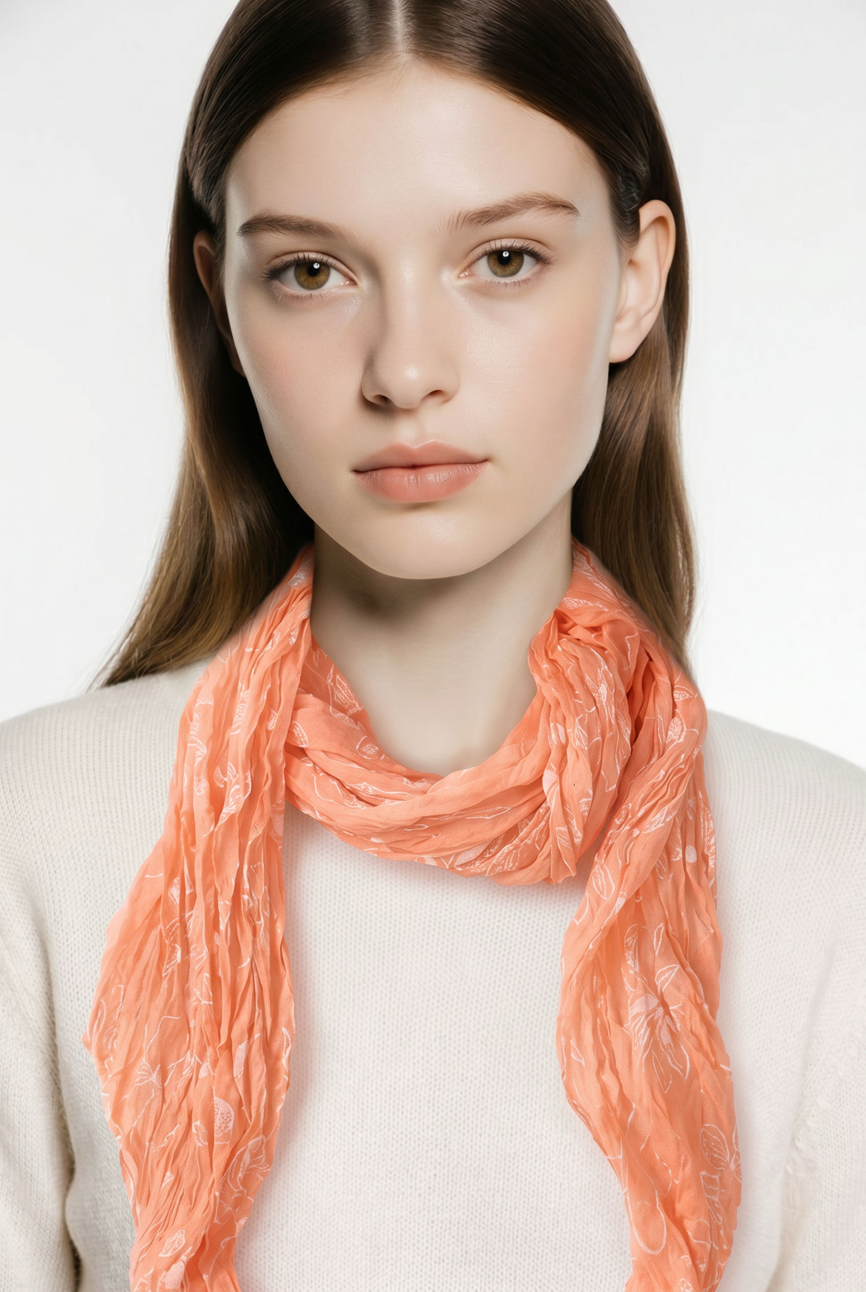 Foulard Driver Jeans Abricot — Neuf — Léger & Floral