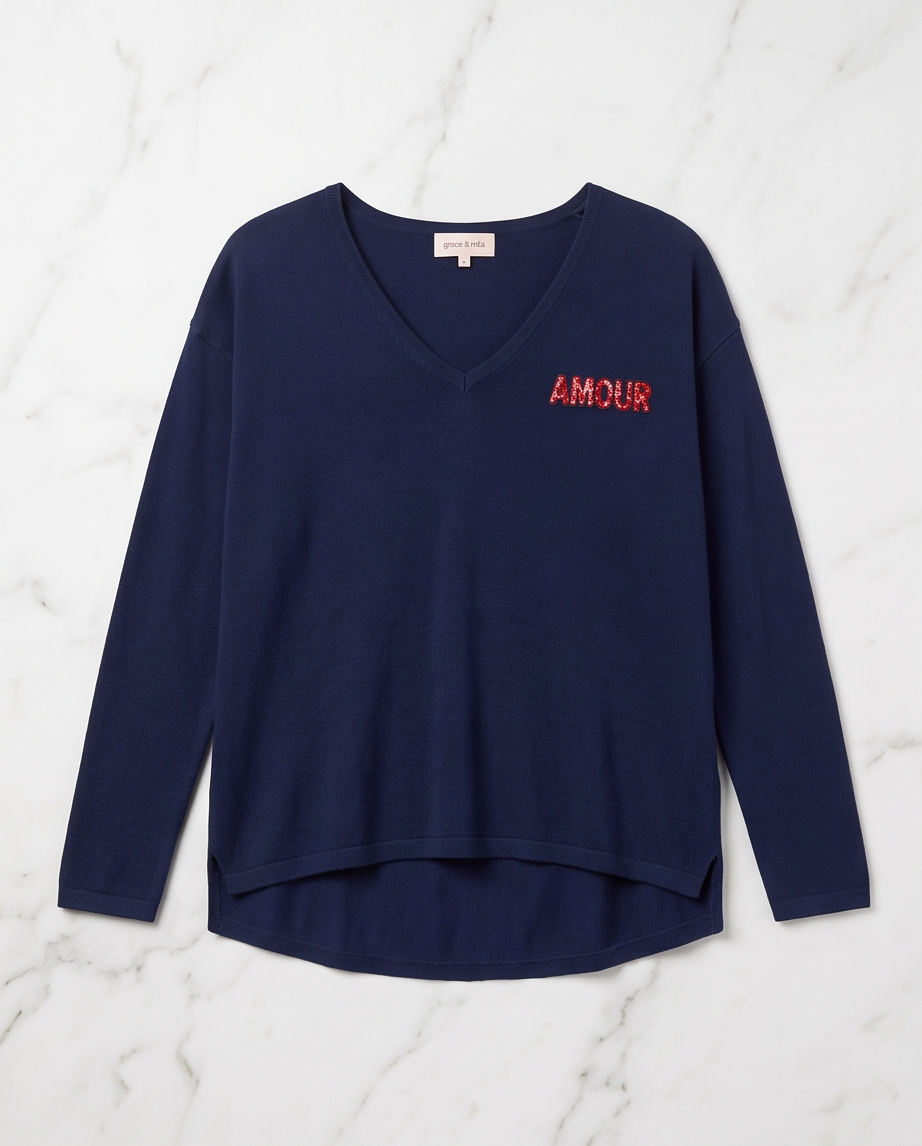 Grace & Mila pull marine — très bon état — taille M/L