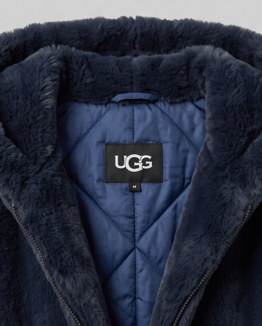 Manteau UGG Fausse Fourrure — Bleu Oversize — Neuf — Taille XS/S