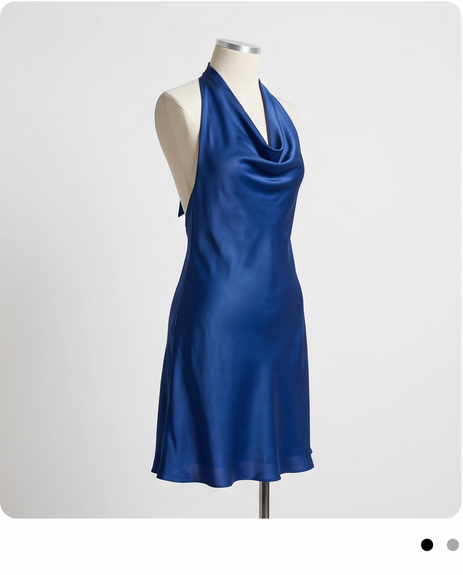 Robe satinée bleue nuit - très bon état - S/M