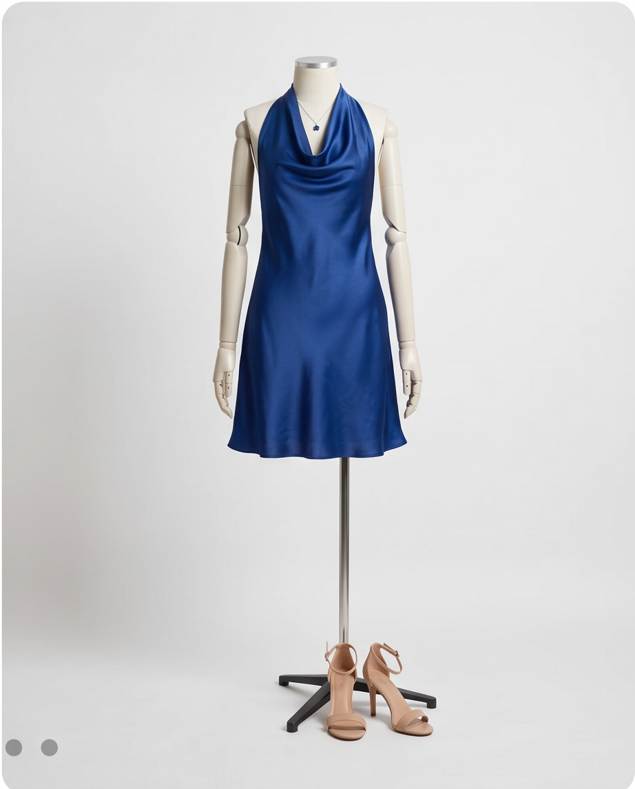 Robe satinée bleue nuit - très bon état - S/M