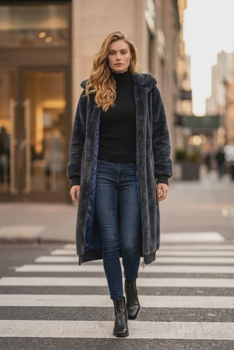 UGG Manteau d'hiver en fausse fourrure bleu neuf taille XS